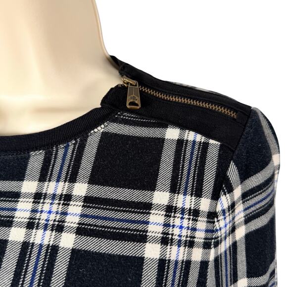 Lauren Ralph Lauren T-shirt Womens Small Plaid Faux Suede Elbow Patch 3/4 Sleeve - Picture 4 of 9
